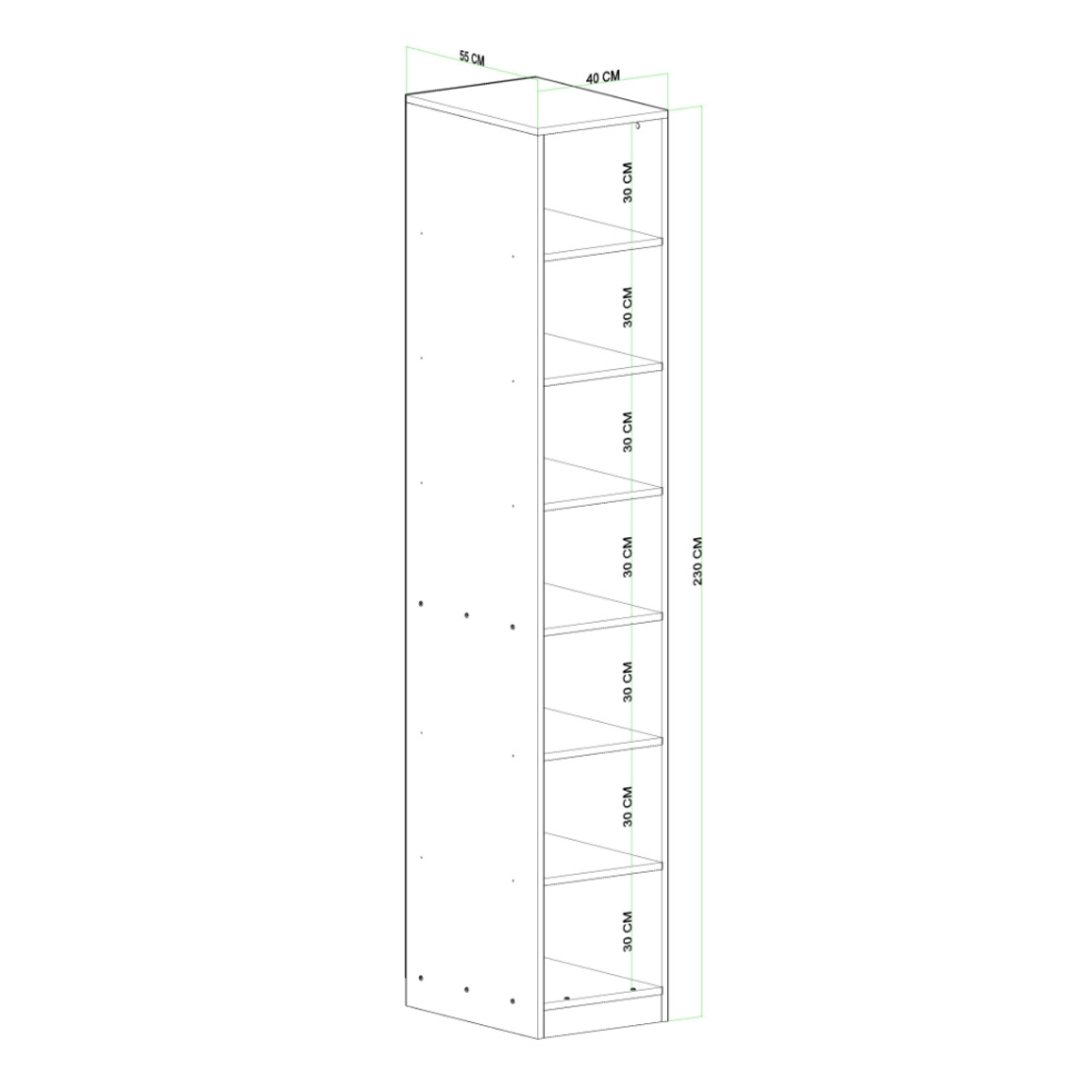 ארון אחסון פתוח רוחב 180 דגם שירה Z103 לבן