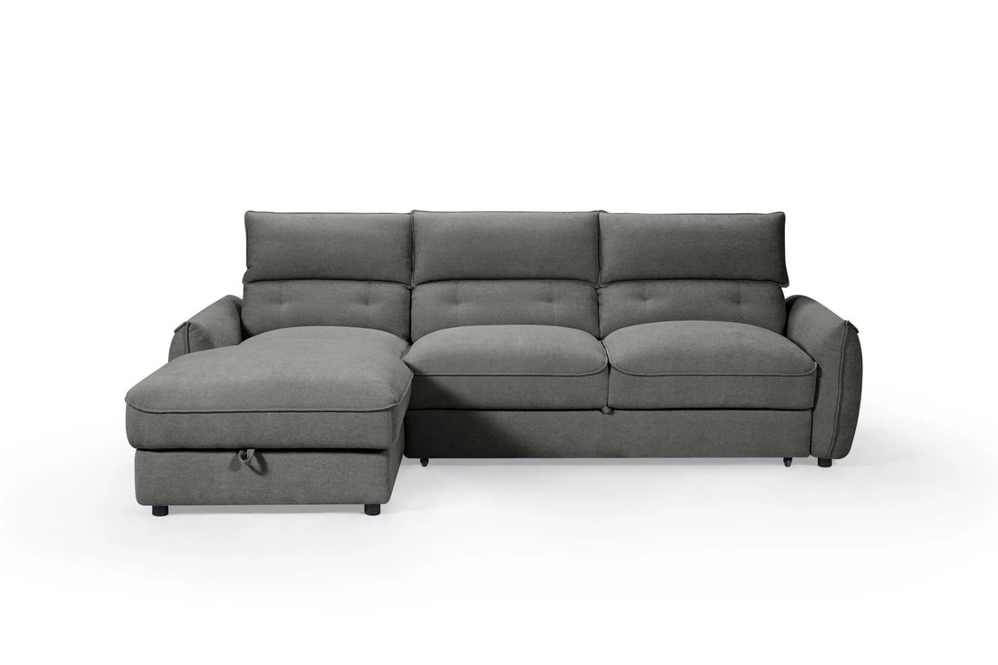 מערכת ישיבה פינתית נפתחת למיטה דגם ולנטיין אפור