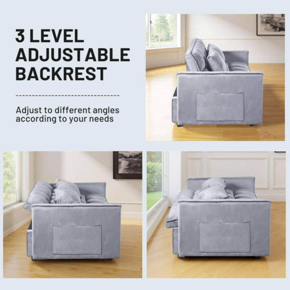 ספה נפתחת למיטה Ravenna רוונה אפור בהיר