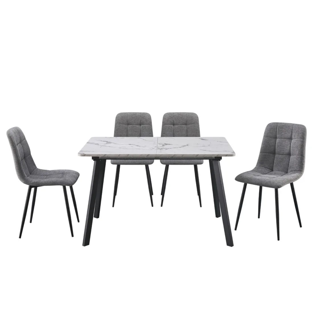 פינת אוכל נפתחת כולל ו-4 כסאות מרופדים דגם רומי לבן-שירה