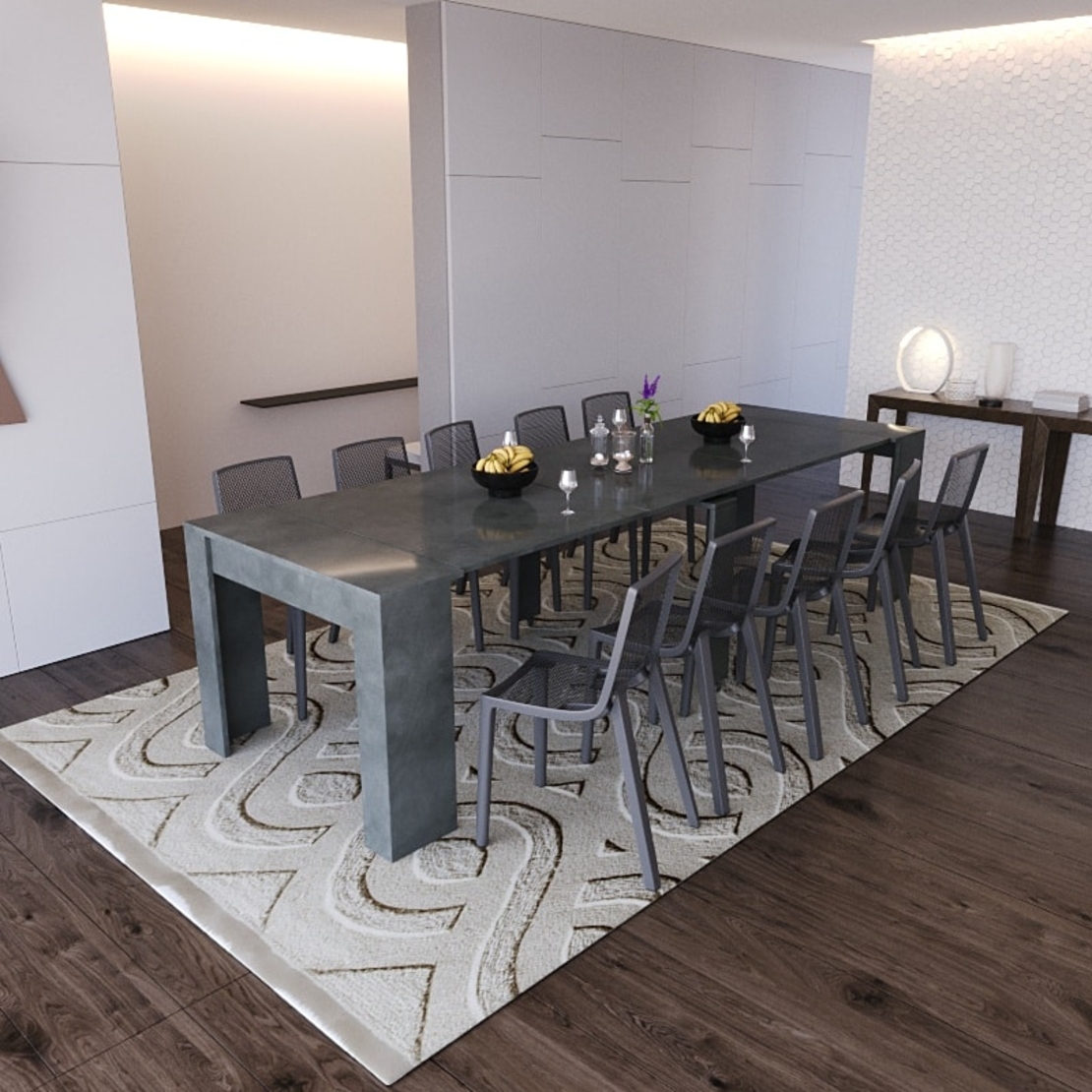 קונסולה נפתחת לפינת אוכל 3 מטר דגם לורד אפור בטון