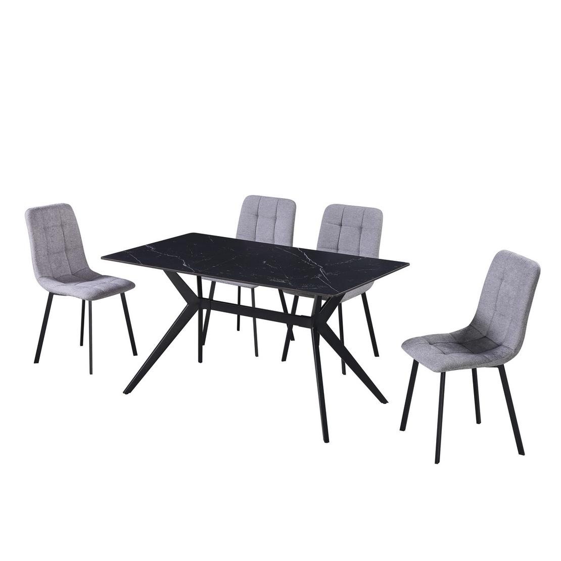 פינת אוכל שולחן קרמיקה 140 ס”מ ו4 כסאות דגם קאנטונה CANTONA כסא אפור