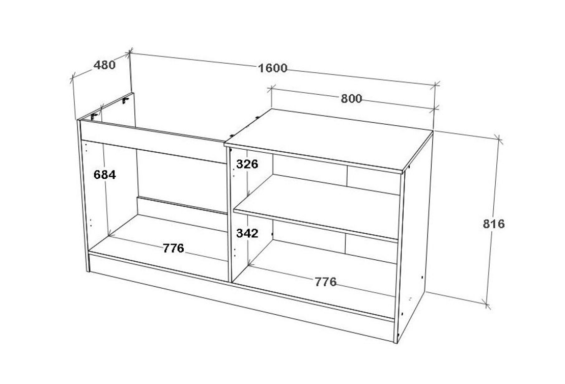 ארון מטבח מודרני ברוחב 1.6 כולל כיור נירוסטה דגם סיגלית