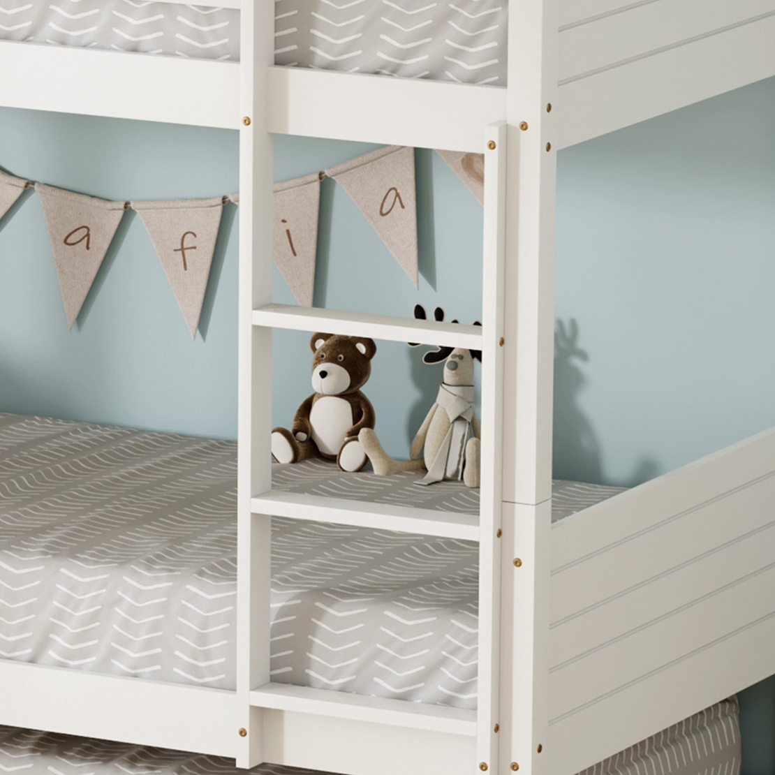 מיטת קומתיים מעץ מלא ואיכותי כולל מיטת חבר מגירות אחסון ו 3 מזרנים דגם אוליבר