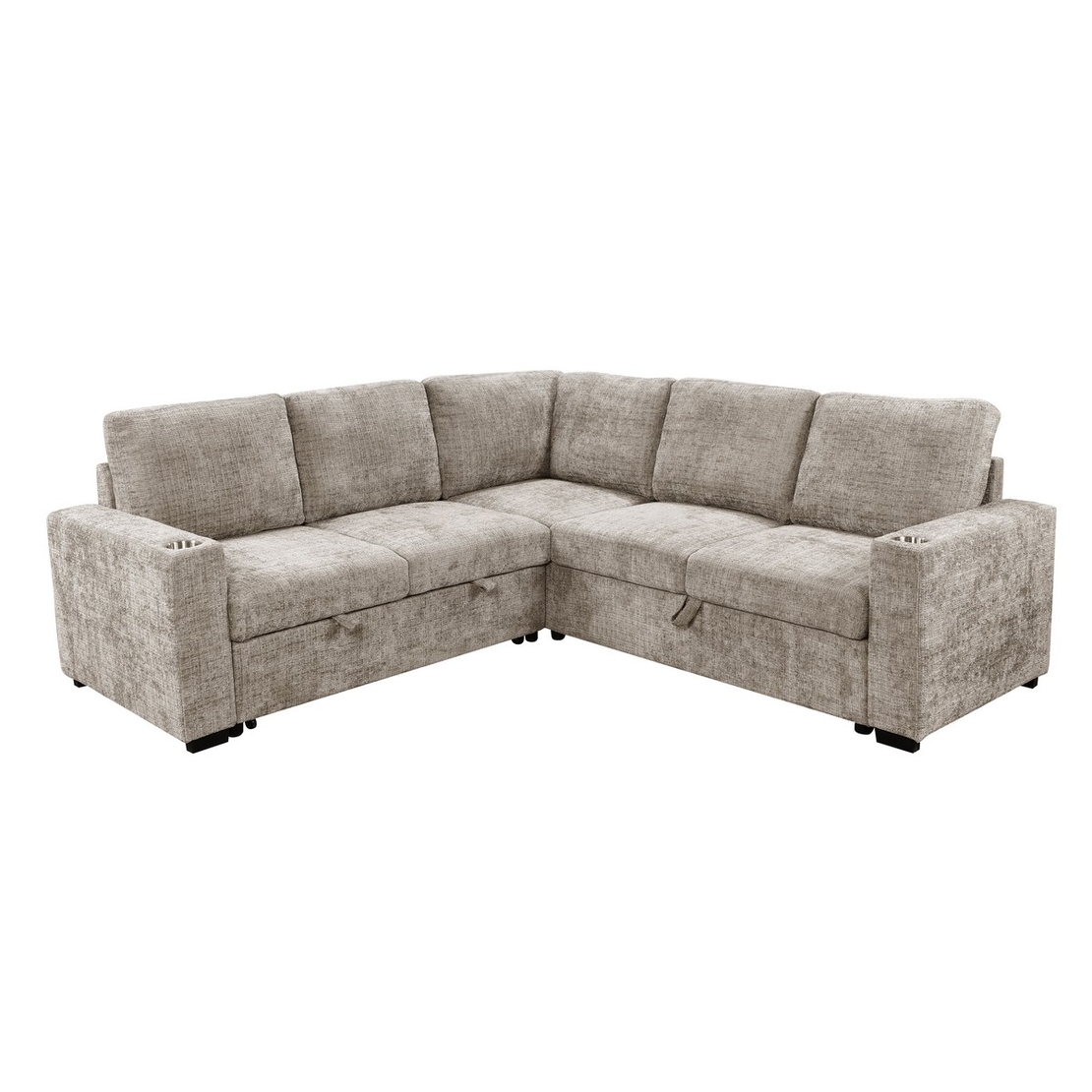 סלון פינתי מודולרי נפתח למיטה זוגית עם ארגז מצעים דגם לאטי LATTI בז'