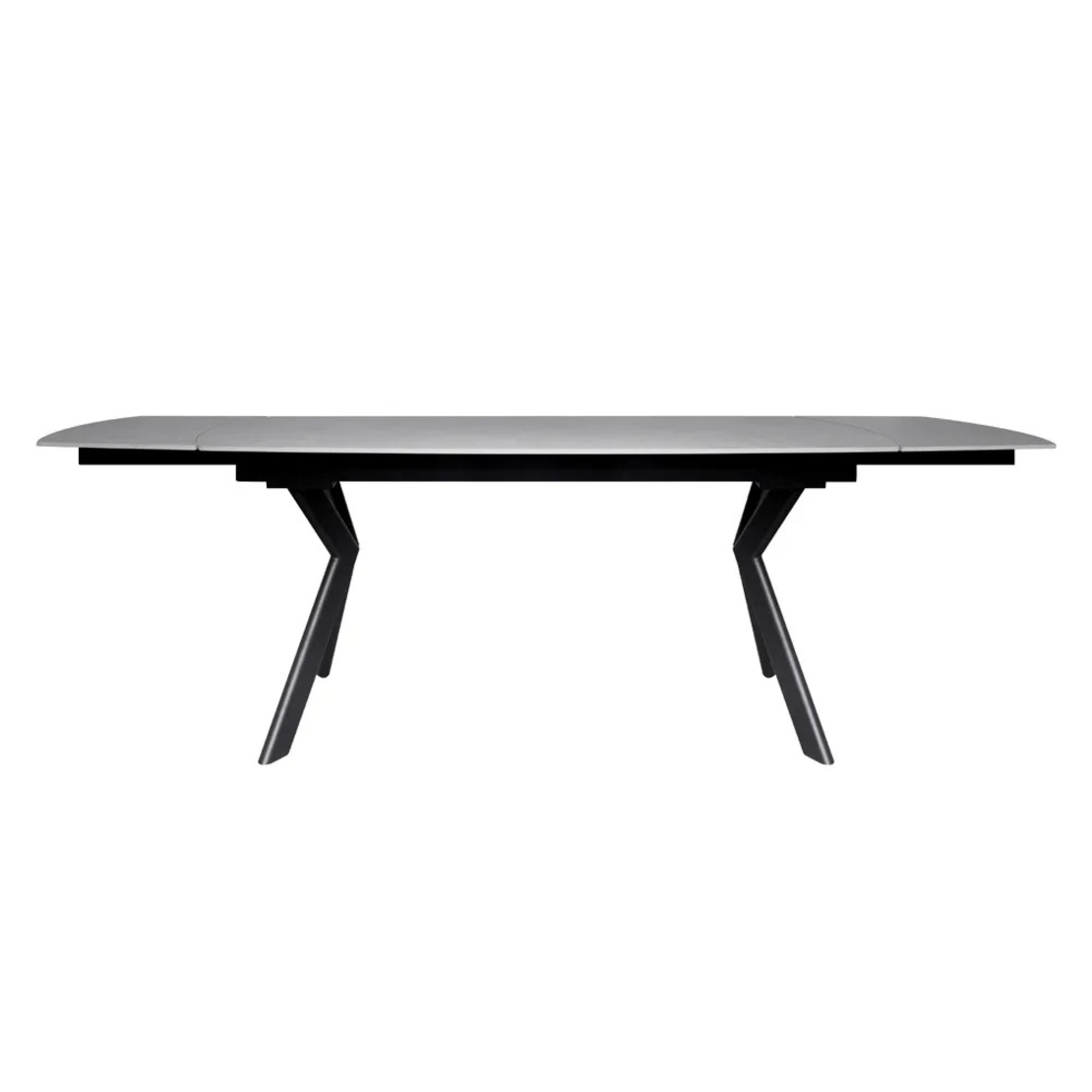 שולחן אוכל אבן קרמית נפתח 1.8-2.6 מ' עם רגלי ברזל דגם גלבוע אבן