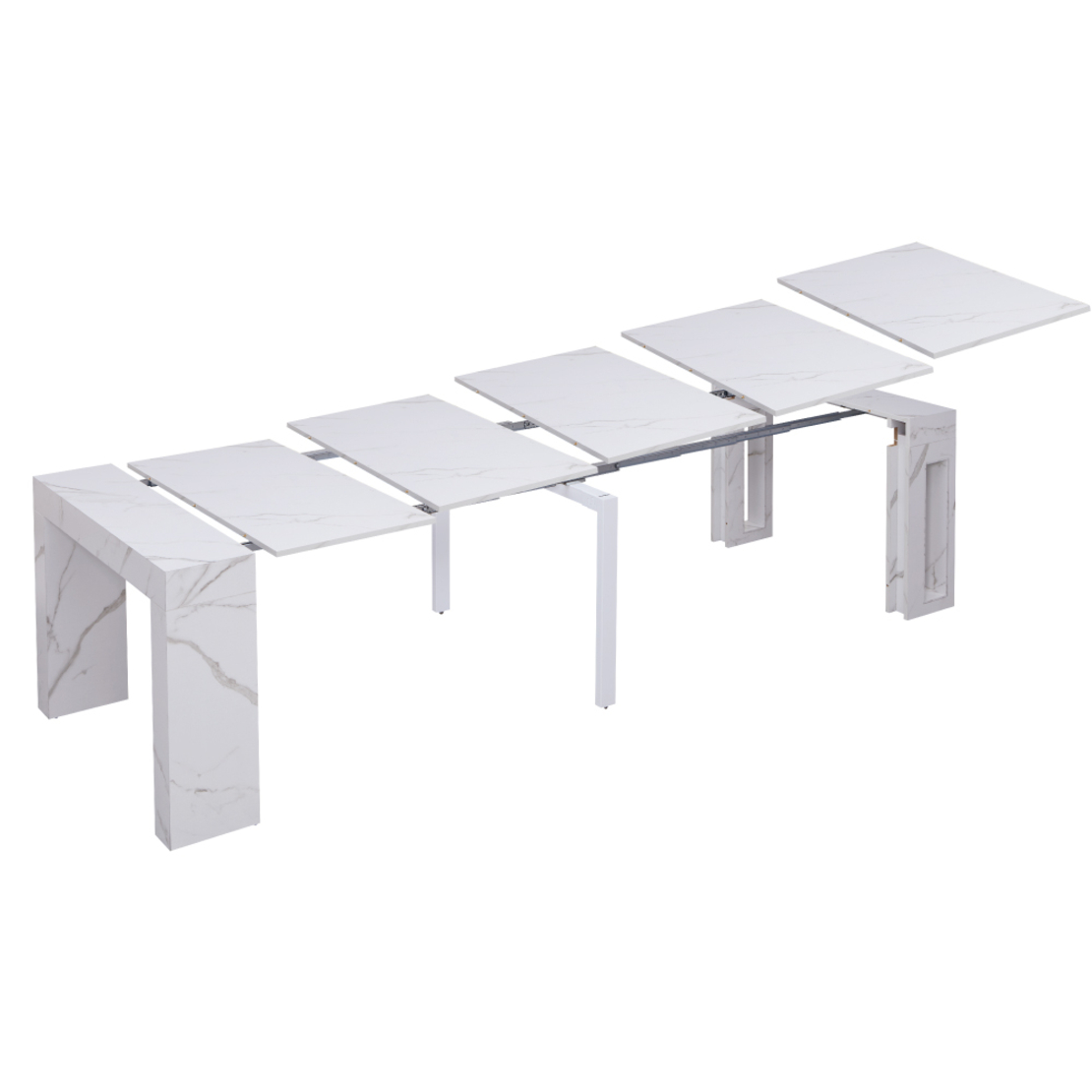 קונסולה נפתחת לפינת אוכל 3 מטר דגם הרמס Hermes לבן שיש | מבית WOODY