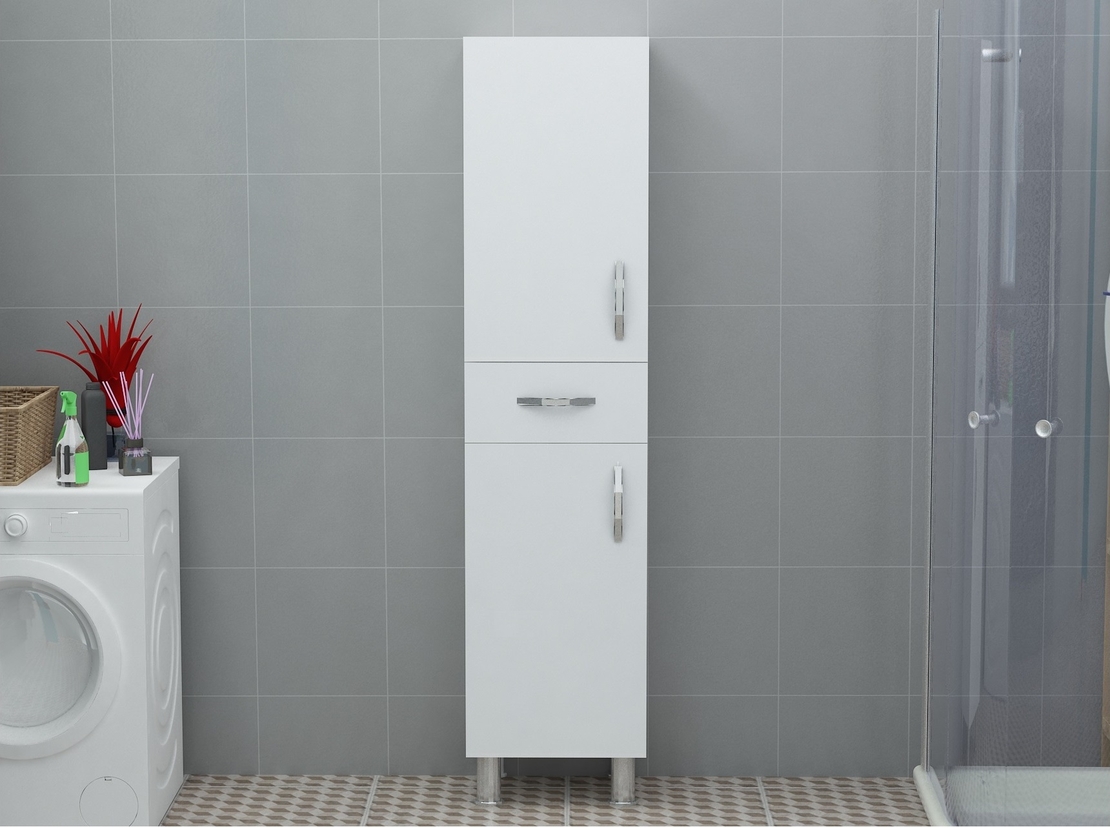 ארון שרות צר הכולל 2 דלתות ומגירה בגימור לבן דגם פלוטו