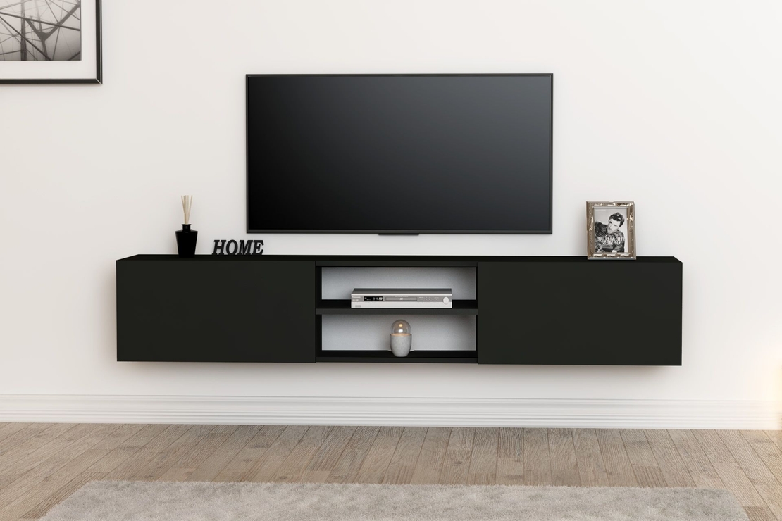 סט מזנון טלוויזיה צף ושולחן לסלון דגם איתי-תמרה שחור