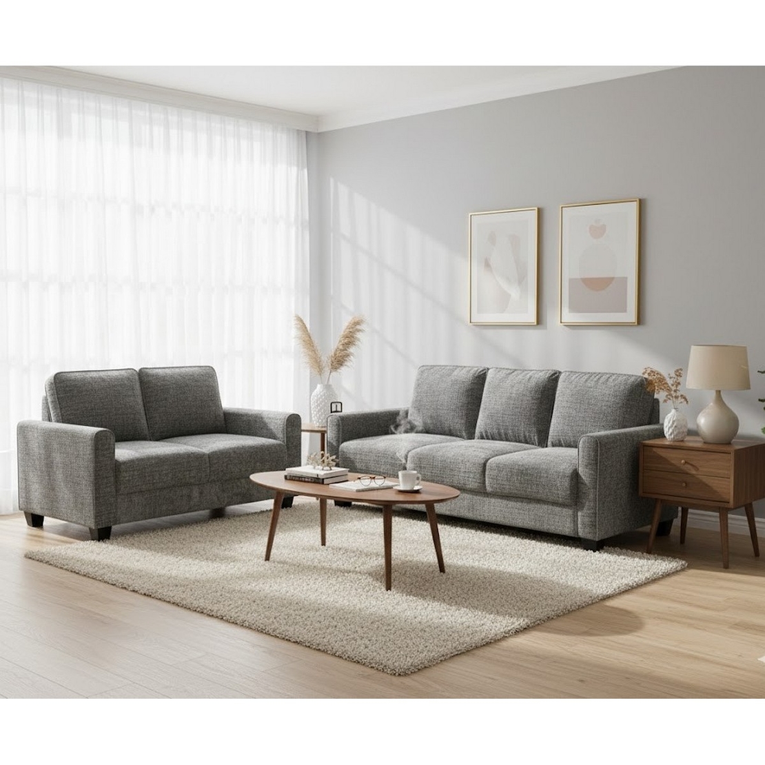 סלון 3+2 מערכת ישיבה כוללת זוג ספות דגם רינו RINO אפור כהה