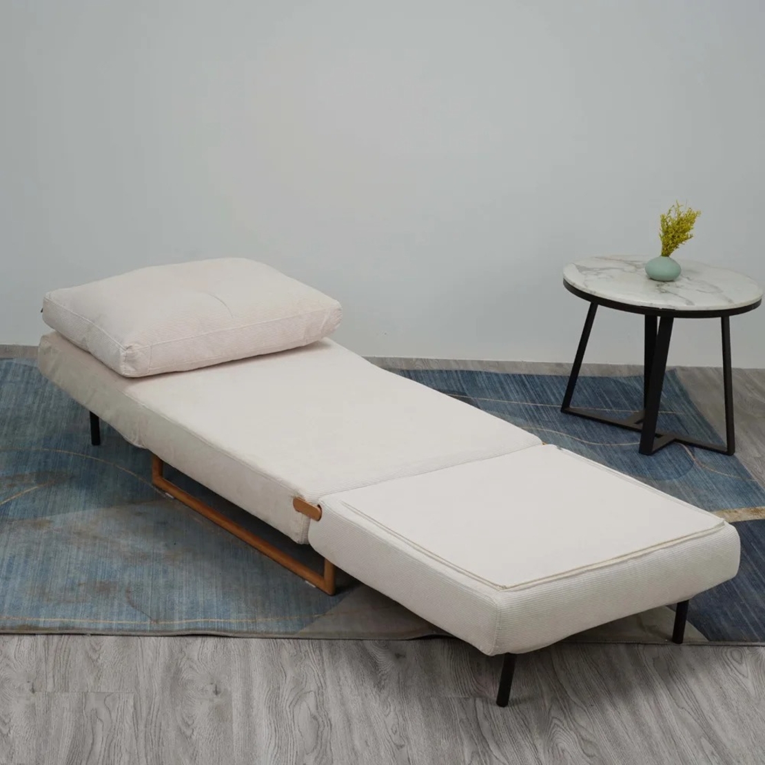 כורסא ברוחב 80 נפתחת למיטה מרופדת בד רחיץ דגם לילך קרם