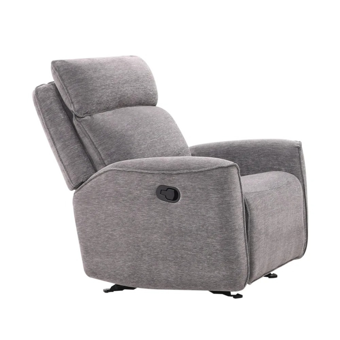 כורסת טלוויזיה מתנדנדת מרופדת בד רחיץ עם הדום נשלף דגם פיראוס אפור