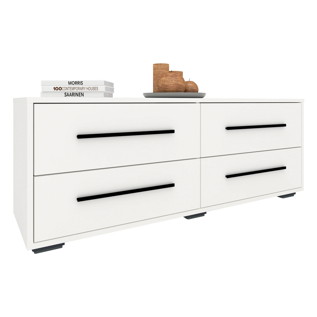 מזנון שידת טלוויזיה ברוחב 120 עם 4 מגירות בגוון לבן דגם סיינה SIENA