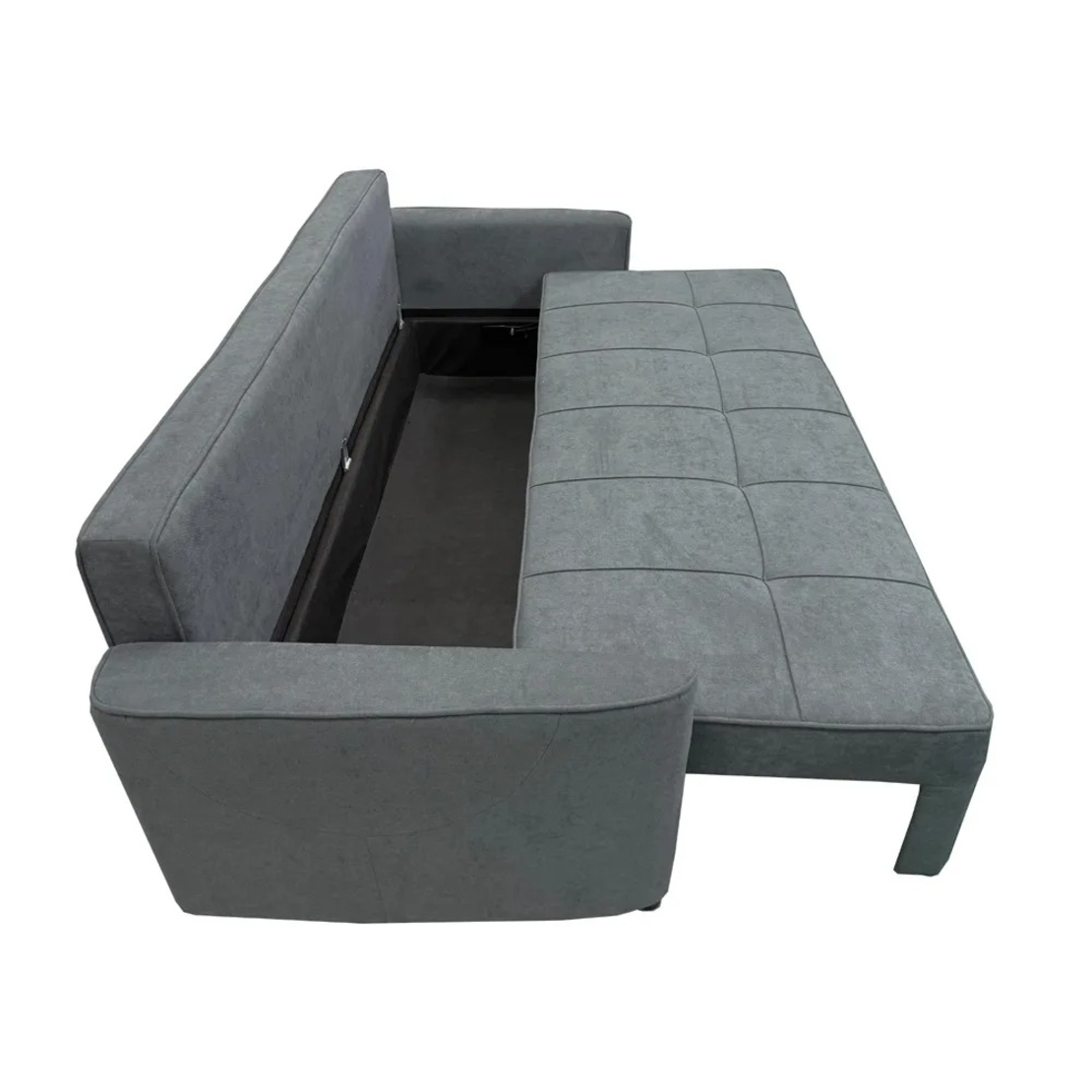 ספה מעוצבת נפתחת למיטה זוגית עם ארגז מצעים דגם ספידי אפור