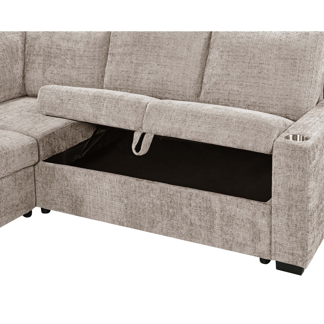 סלון פינתי מודולרי נפתח למיטה זוגית עם ארגז מצעים דגם לאטי LATTI בז'