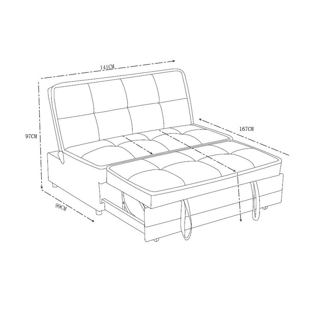 ספה דו מושבית נפתחת למיטה זוגית דגם סטורו SATORO ב'ז