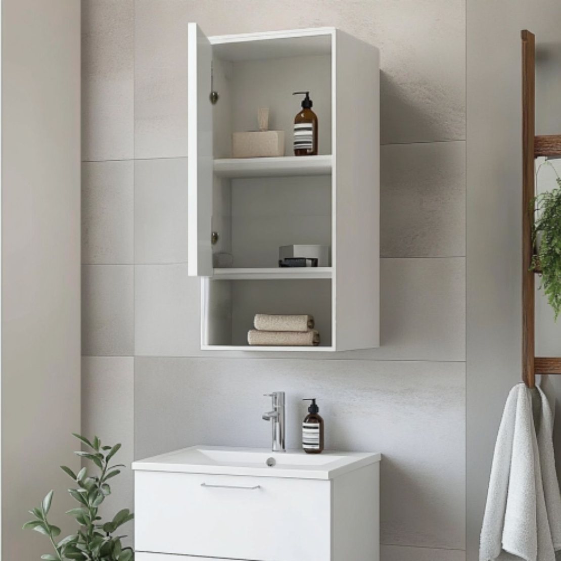 ארונית אמבטיה ושירותים תלויה 30x72 עם דלת ומדף פתוח דגם נרקיס