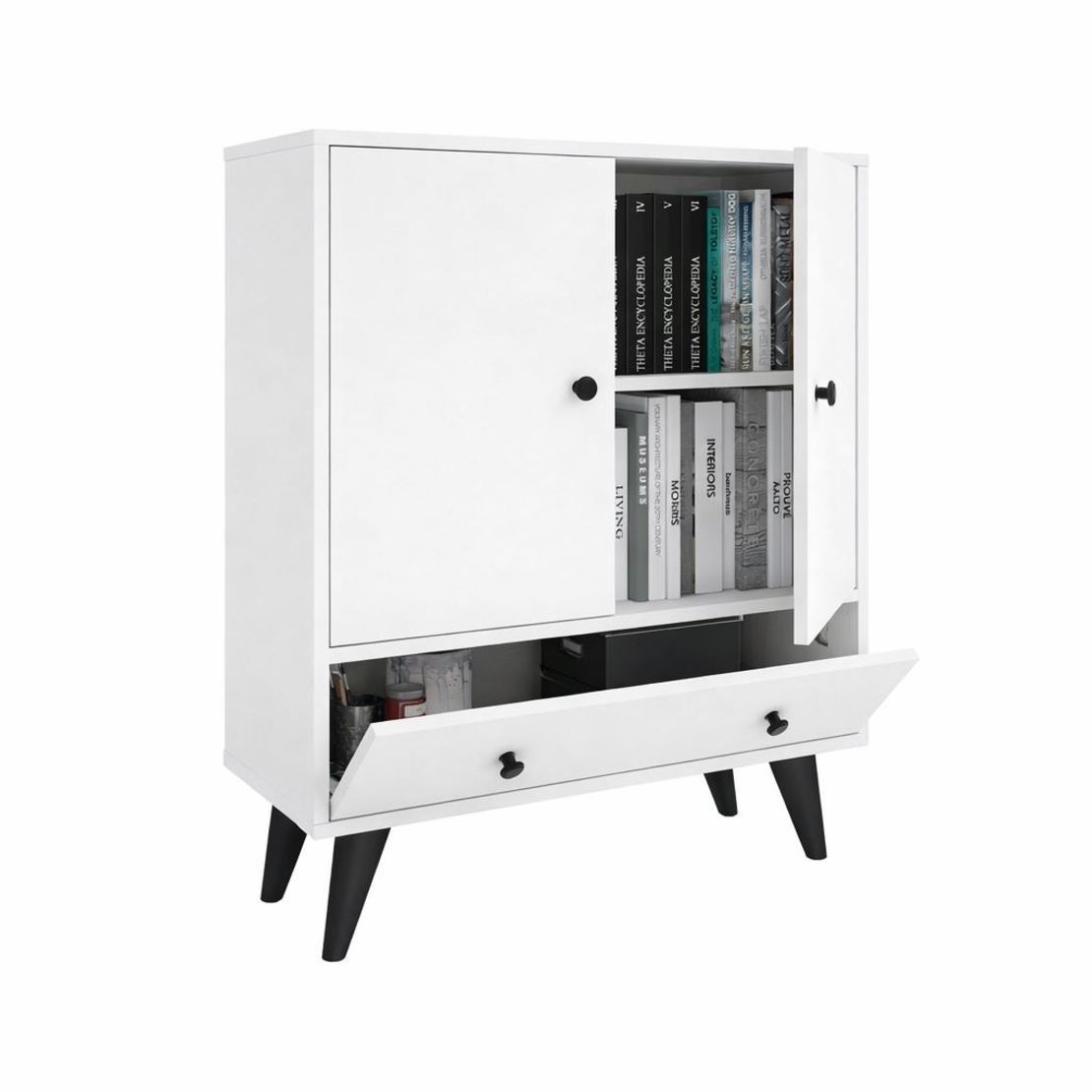 ארונית שידת אחסון ברוחב 75 דגם פורטו PORTO לבן