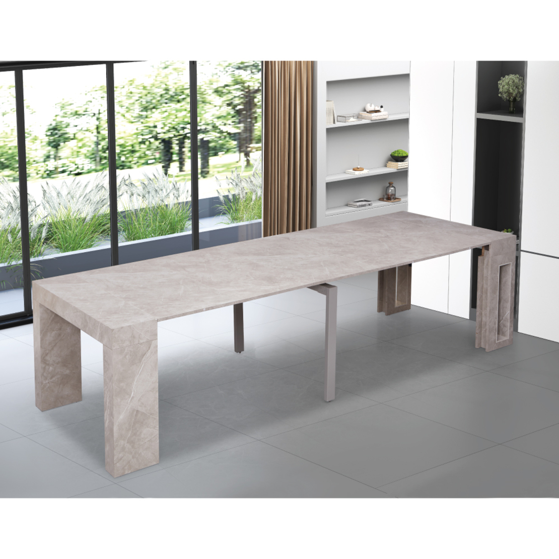 קונסולה נפתחת לפינת אוכל 3 מטר דגם הרמס Hermes אפור שיש | מבית WOODY