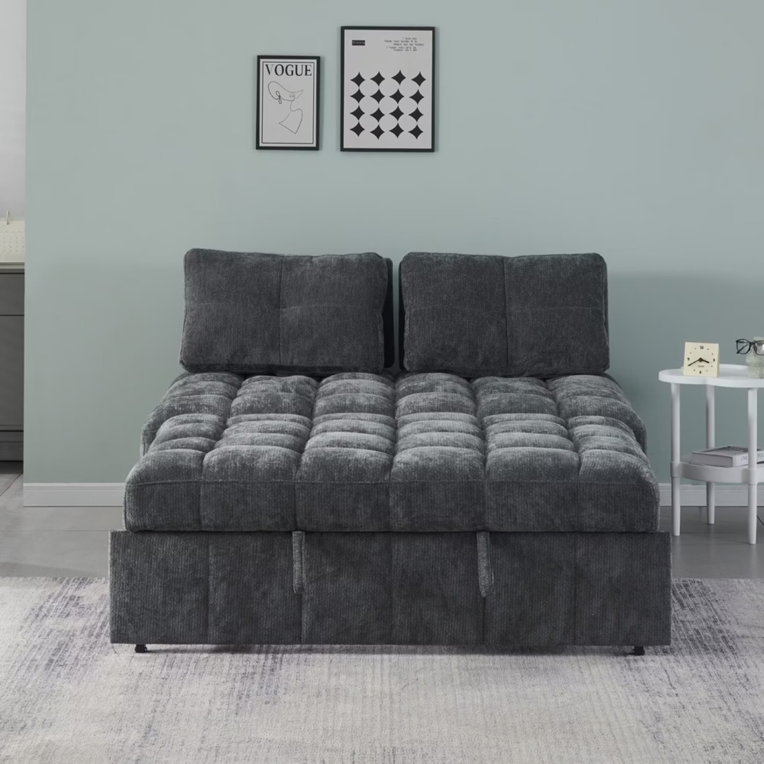 ספה נפתחת למיטה רחבה עם ראש מתכוונן דגם טקילה אפור