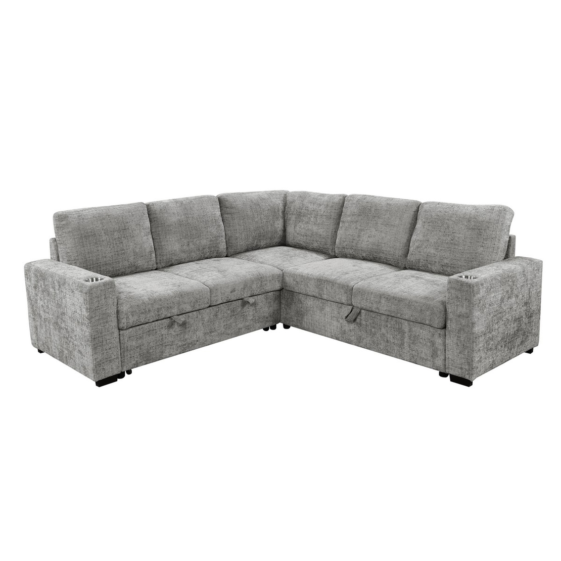 סלון פינתי מודולרי נפתח למיטה זוגית עם ארגז מצעים דגם לאטי LATTI אפור בהיר