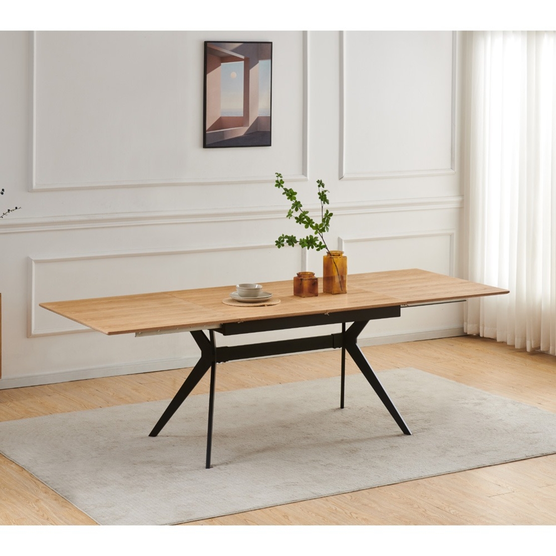 פינת אוכל נפתחת 1.2-2.0 מ' עם 4 כסאות דגם סנטוריני אלון-רוז