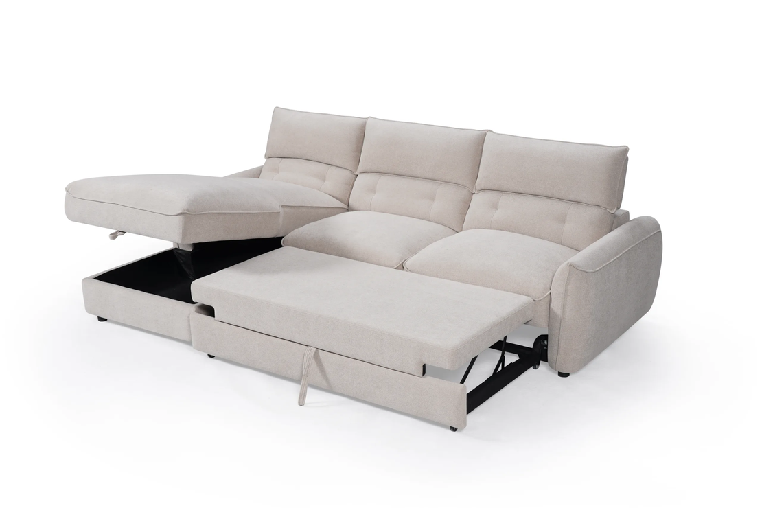 מערכת ישיבה פינתית נפתחת למיטה דגם ולנטיין בז'