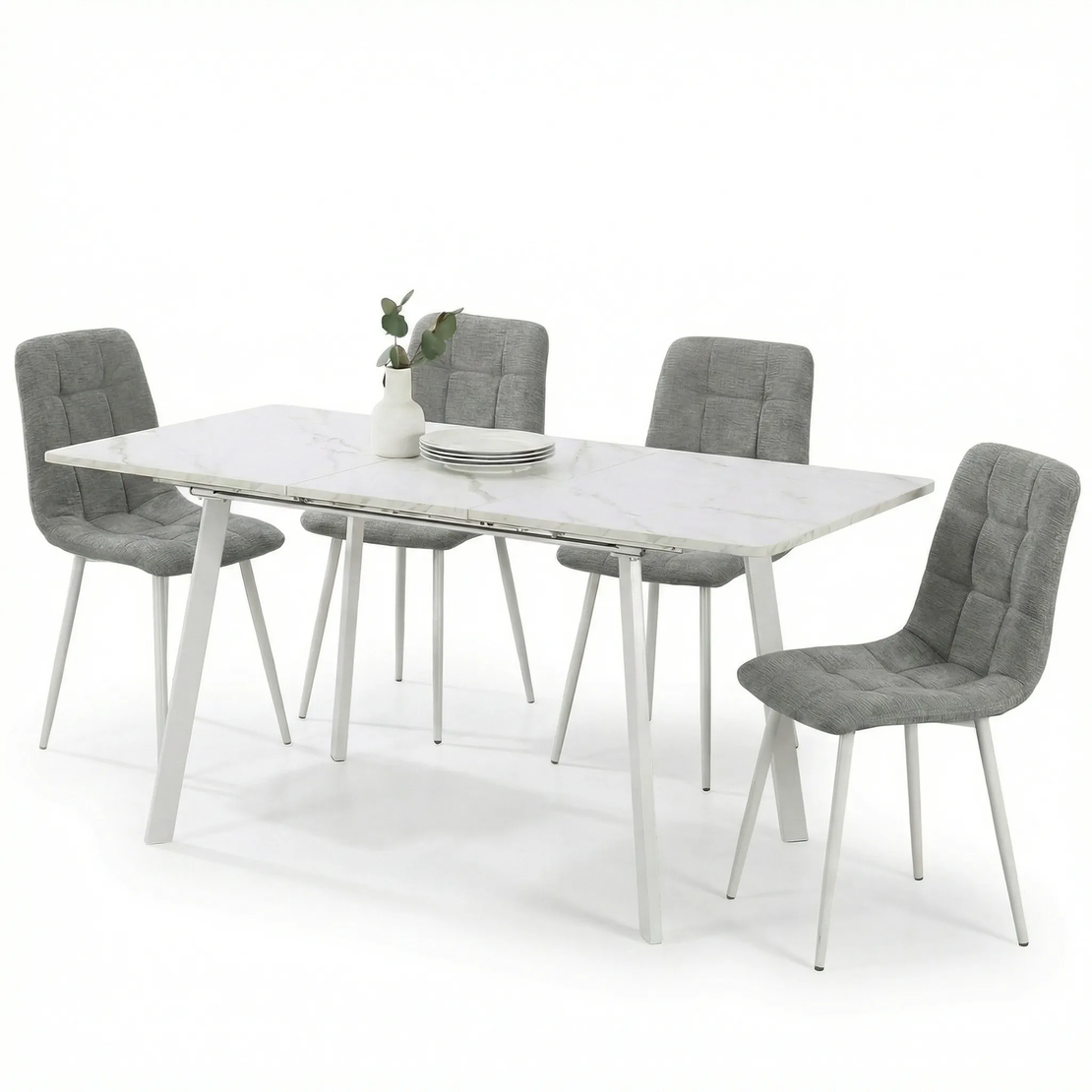 פינת אוכל נפתחת כולל ו-4 כסאות מרופדים דגם אריאל-גלית