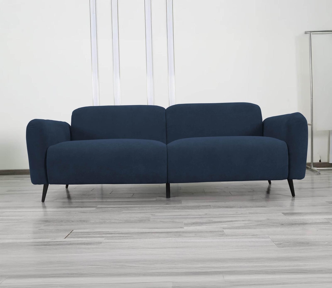 ספה תלת מושבית מבד קטיפה רחיץ ודוחה כתמים דגם סופיה כחול