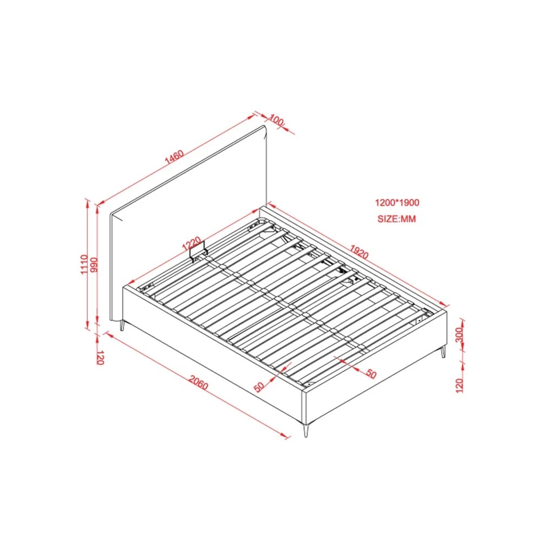 מיטה וחצי למזרן 120×190 מעוצבת בריפוד בד רחיץ עם ארגז מצעים מעץ דגם גלורי קרם