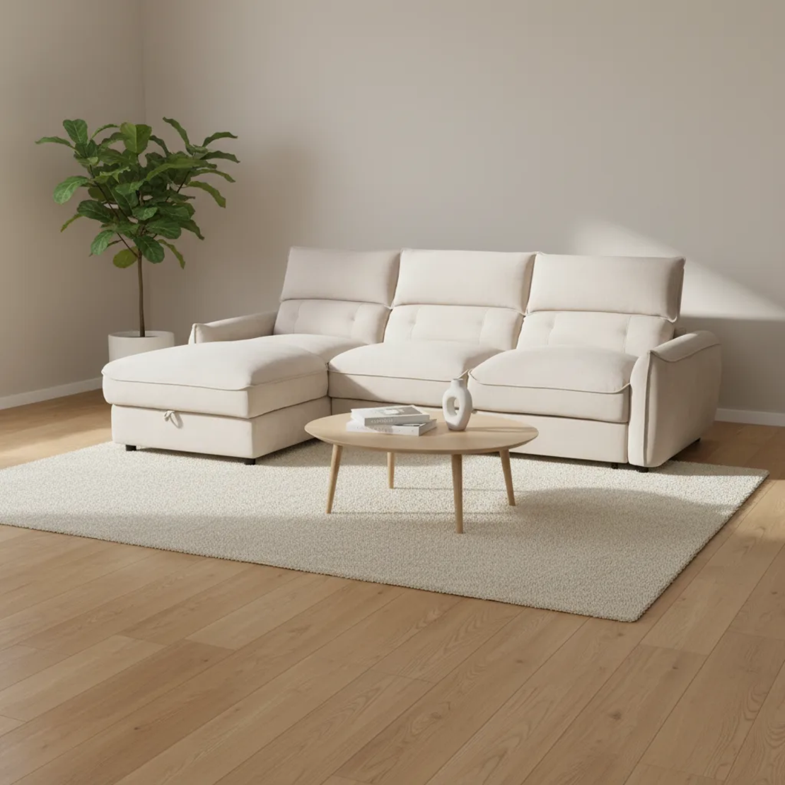 מערכת ישיבה פינתית נפתחת למיטה דגם ולנטיין בז'