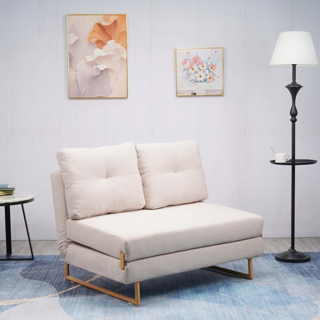 ספה ברוחב 120 נפתחת למיטה מרופדת בד רחיץ דגם לילך קרם