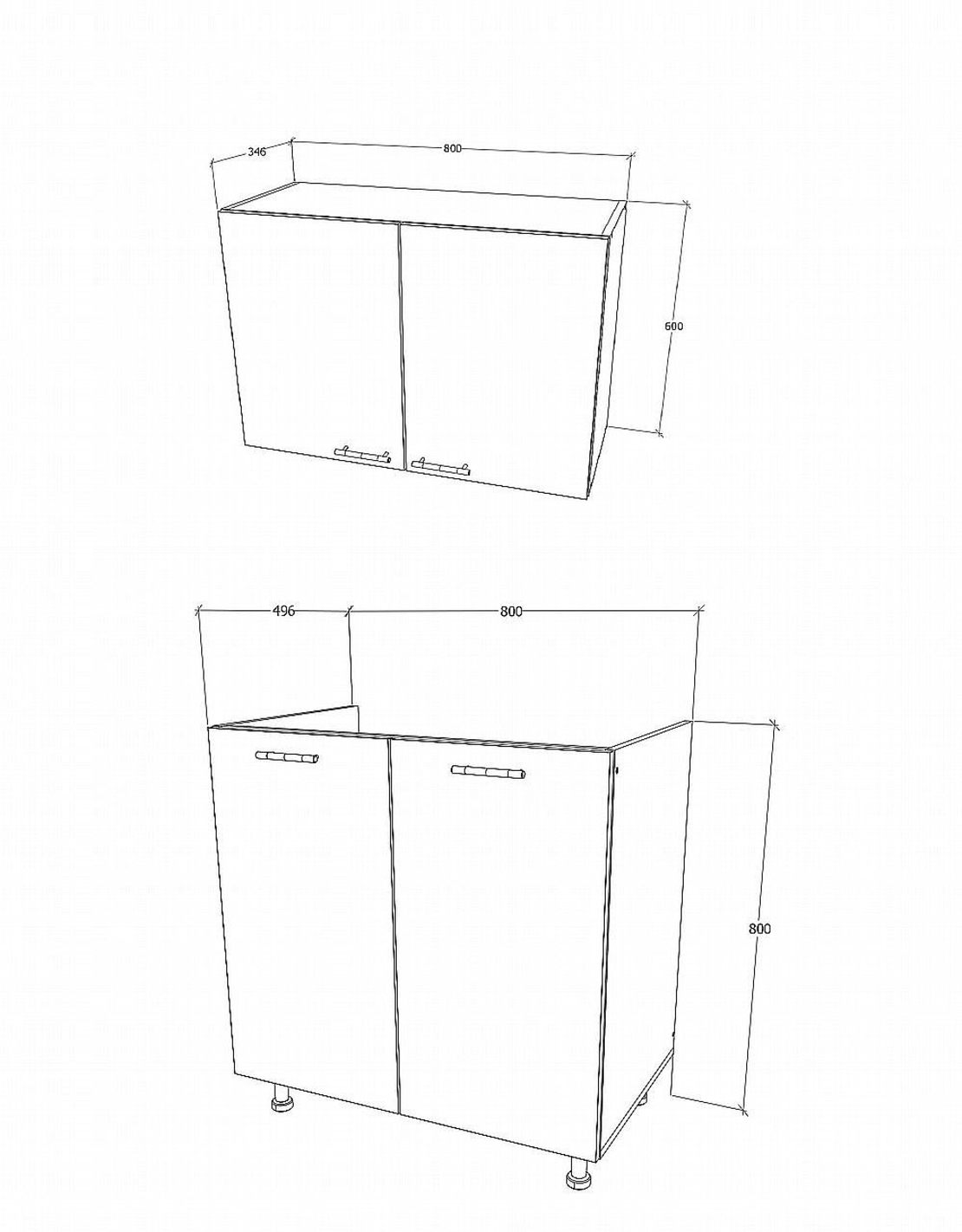 ארונות מטבח מודרני ברוחב 80 כולל כיור נירוסטה דגם נאפולי Napoli אלון
