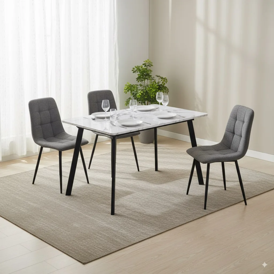 פינת אוכל נפתחת כולל ו-4 כסאות מרופדים דגם רומי לבן-שירה