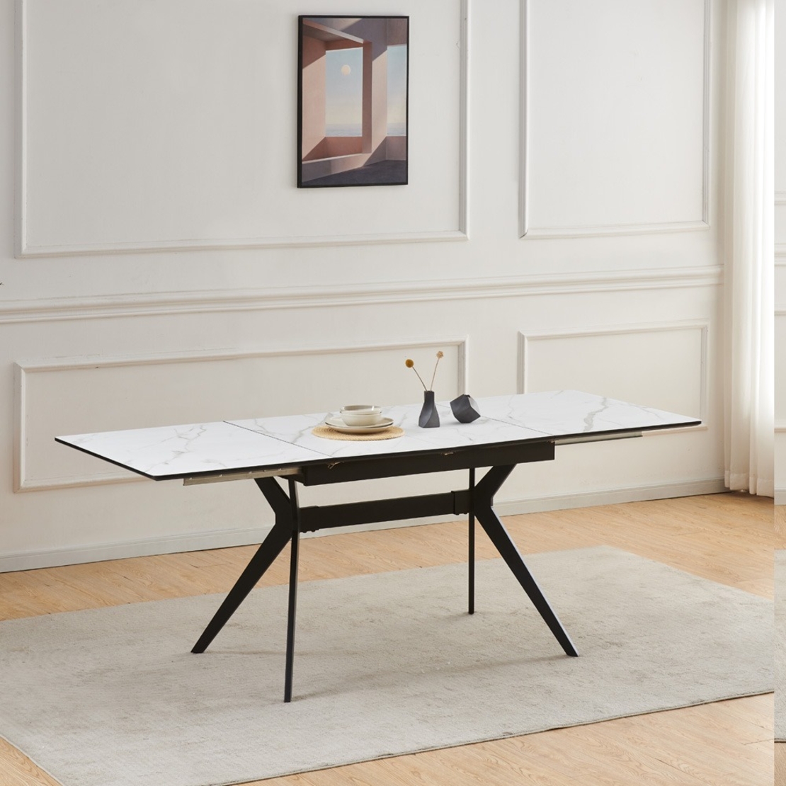 פינת אוכל נפתחת 1.2-2.0 מ' עם 4 כסאות דגם סנטוריני לבן-רוז