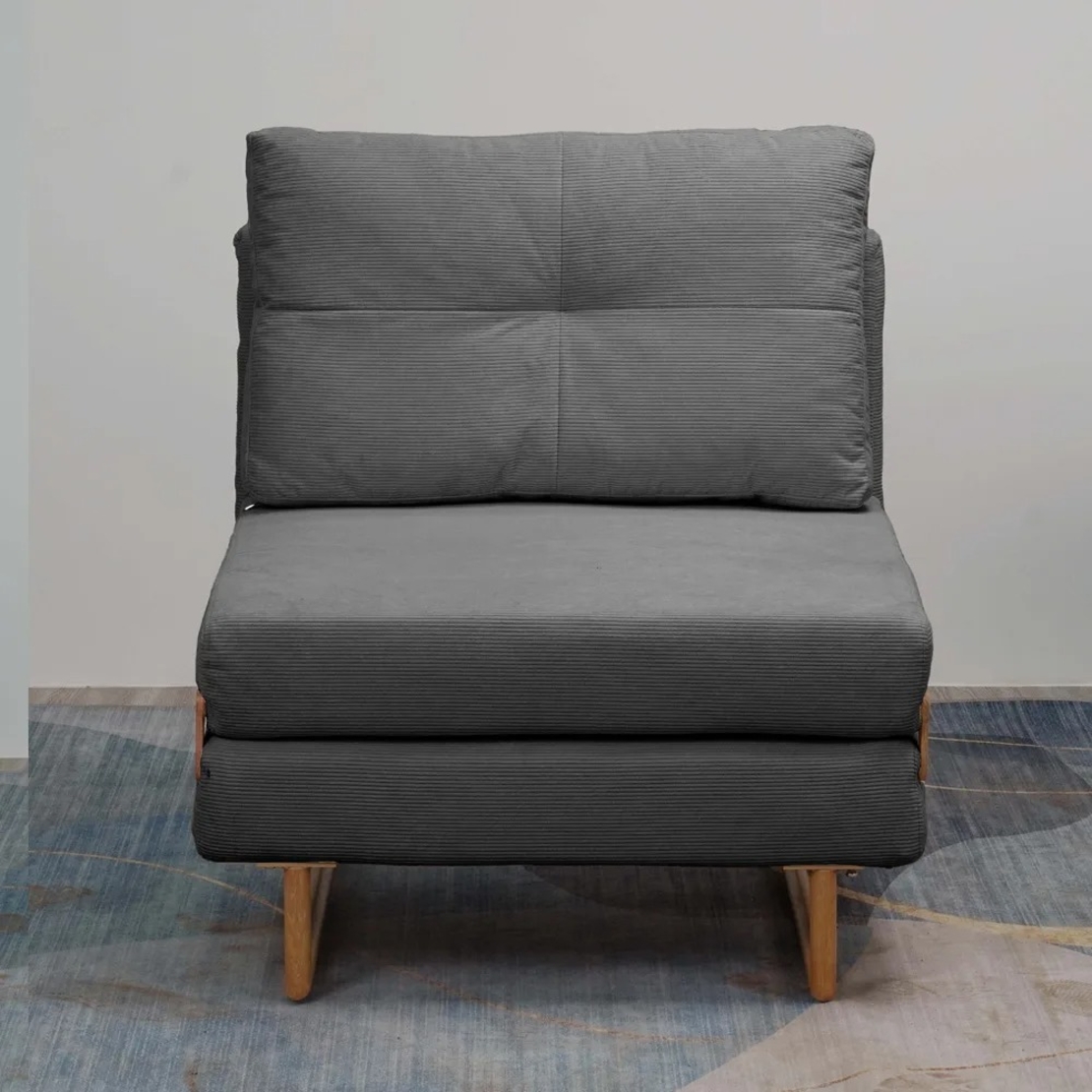 כורסא ברוחב 80 נפתחת למיטה מרופדת בד רחיץ דגם לילך אפור