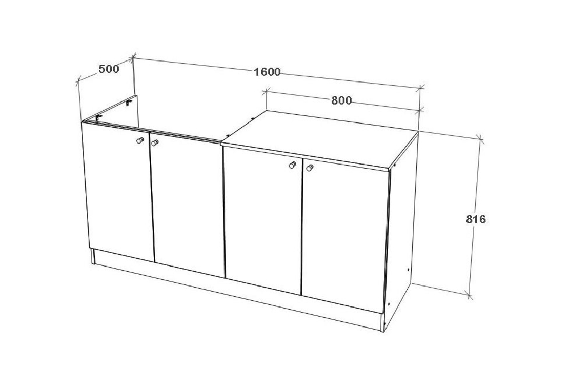 ארון מטבח מודרני ברוחב 1.6 כולל כיור נירוסטה דגם סיגלית