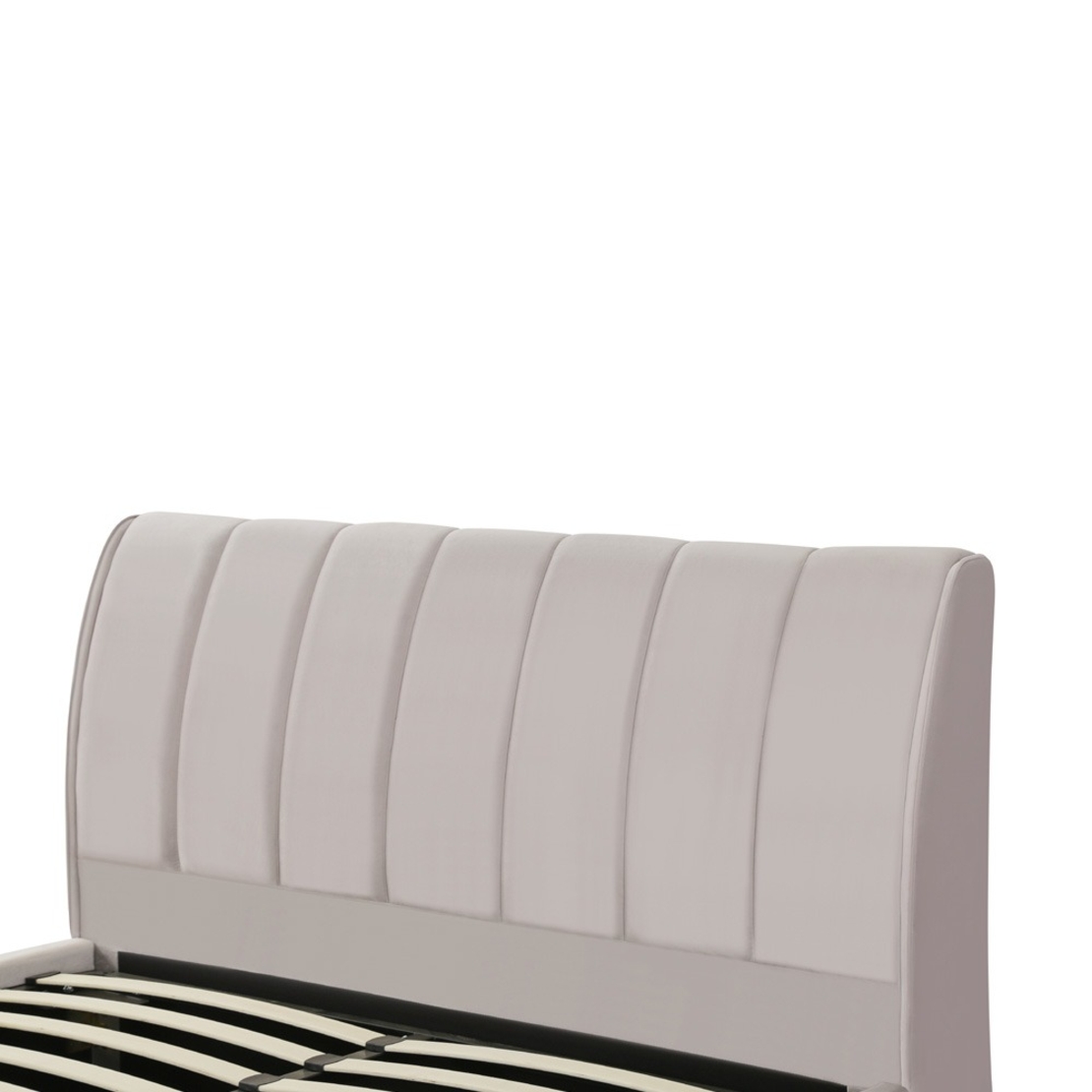 מיטה זוגית מעוצבת ריפוד בד רחיץ עם ארגז מצעים מעץ דגם אליזבט אבן