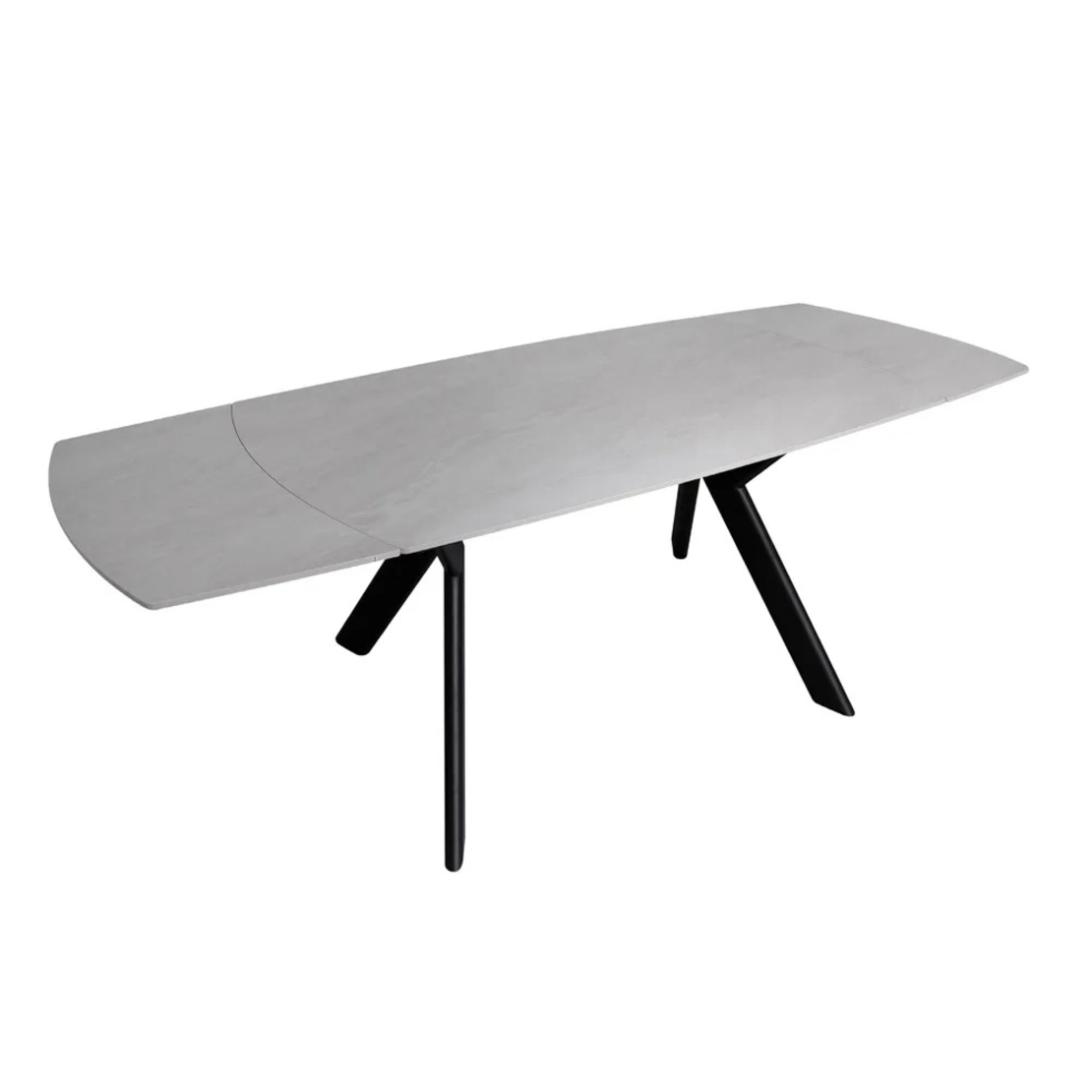 שולחן אוכל אבן קרמית נפתח 1.8-2.6 מ' עם רגלי ברזל דגם גלבוע סהרה