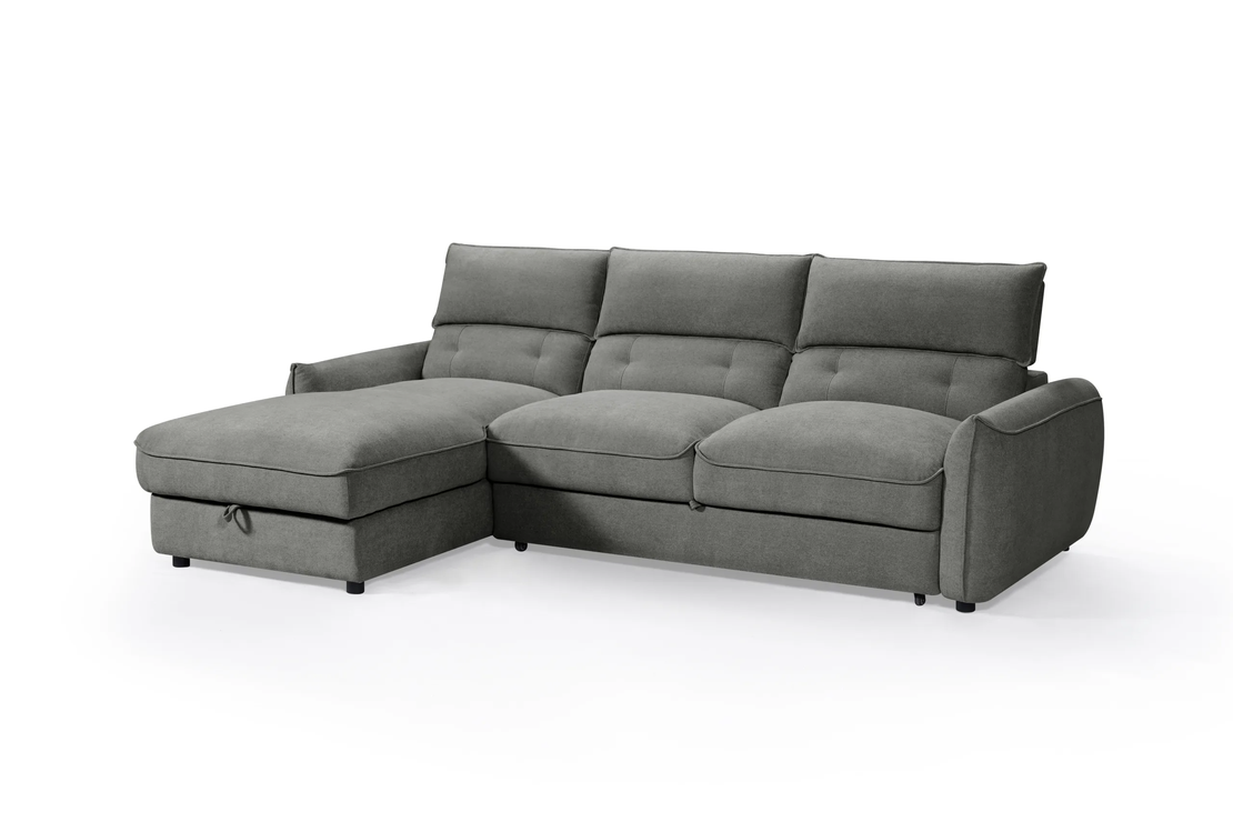 מערכת ישיבה פינתית נפתחת למיטה דגם ולנטיין אפור