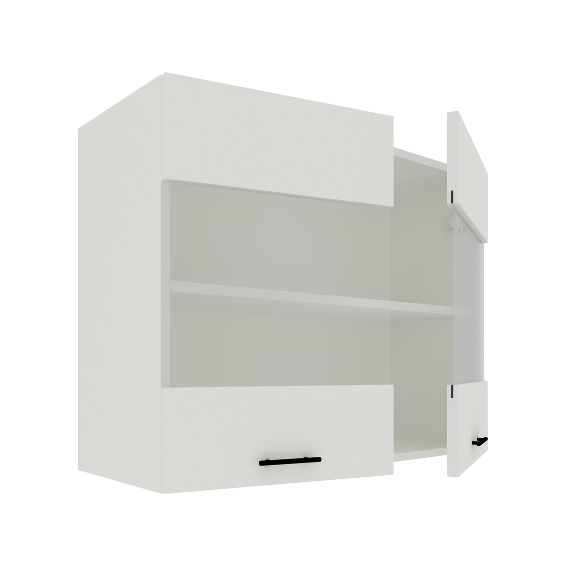 ארון שירות עליון למטבח ברוחב 80 דלתות משולבות זכוכית חלבית דגם נטע NETA