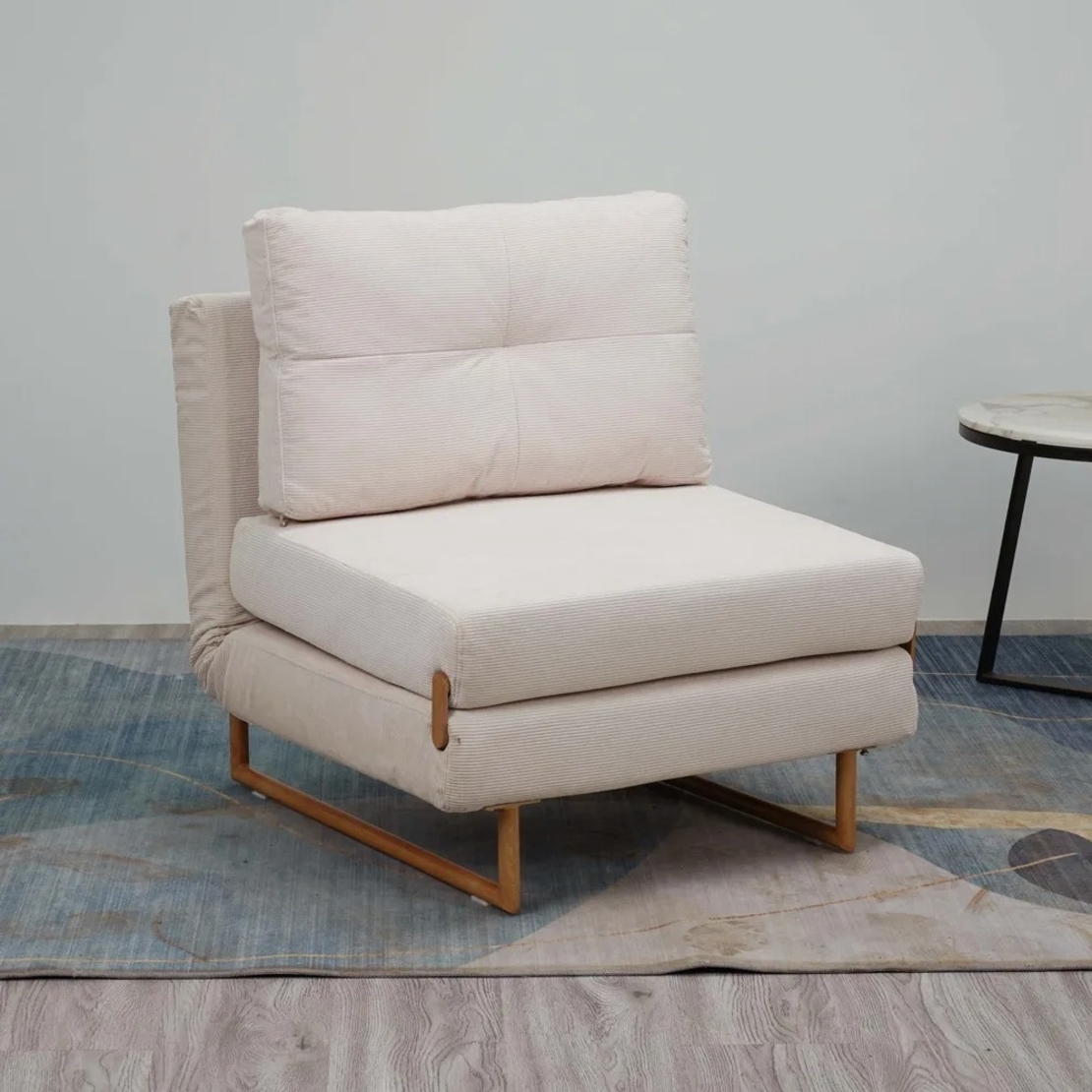 כורסא ברוחב 80 נפתחת למיטה מרופדת בד רחיץ דגם לילך קרם