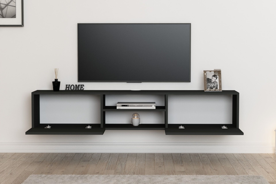סט מזנון טלוויזיה צף ושולחן לסלון דגם איתי-תמרה שחור