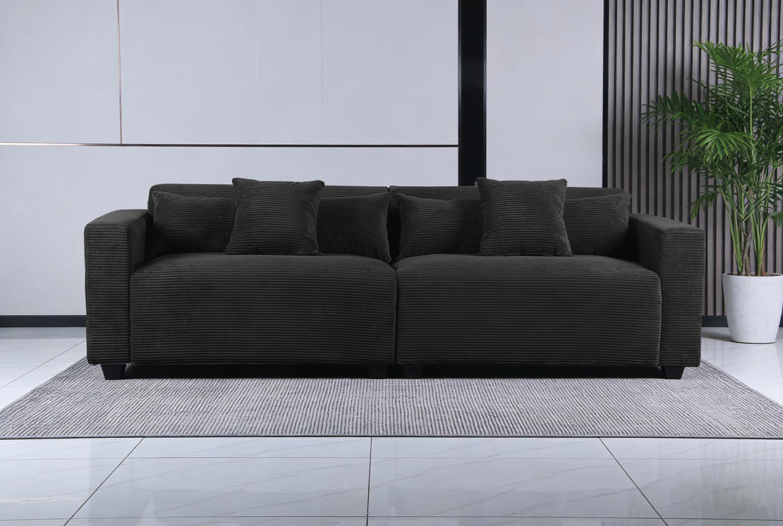 ספת רביצה 6 מושבים מבד קורדרוי רחיץ ודוחה כתמים דגם איימי שחור