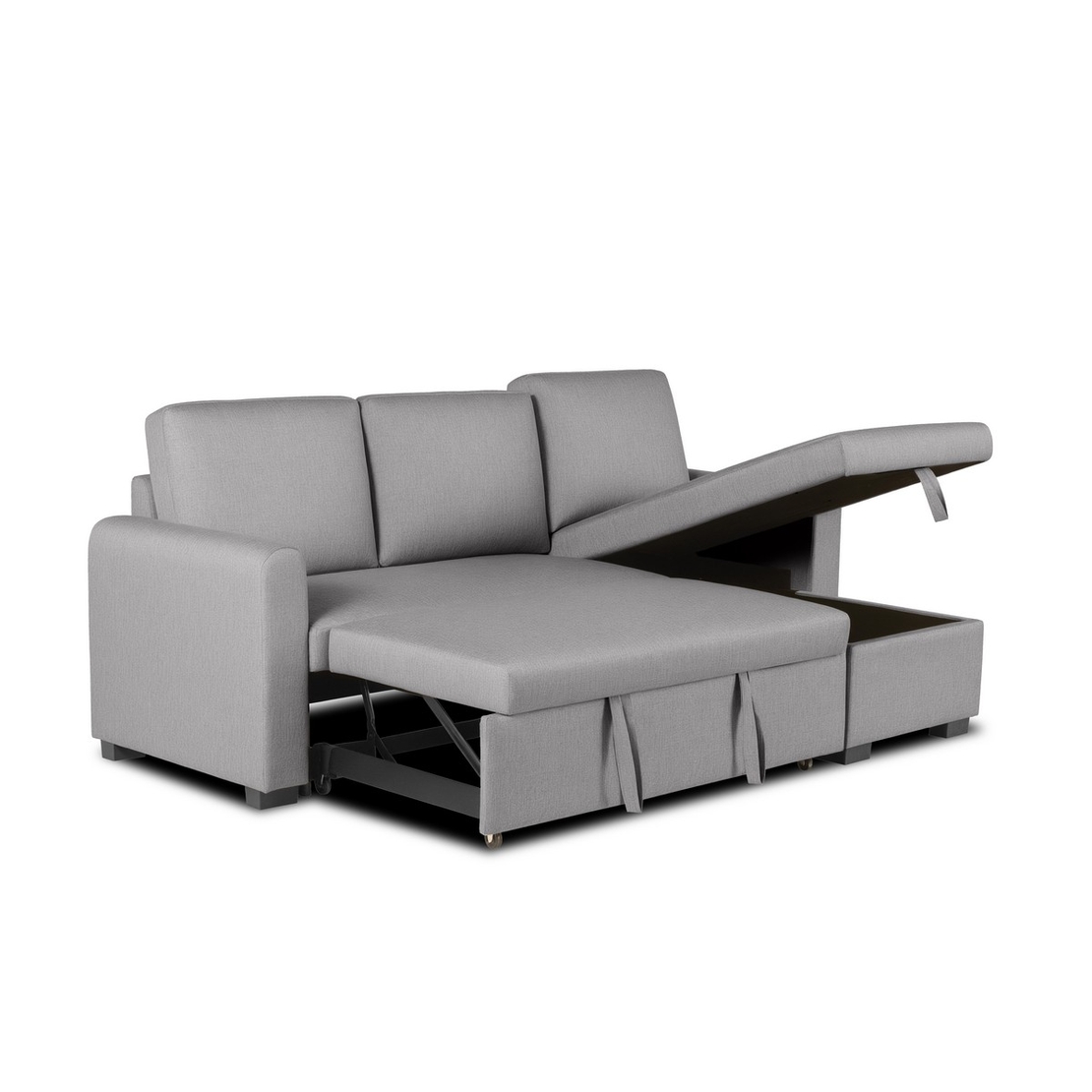 סלון פינתי מודולרי נפתח למיטה כולל ארגז מצעים דגם סלינה SELINA אפור