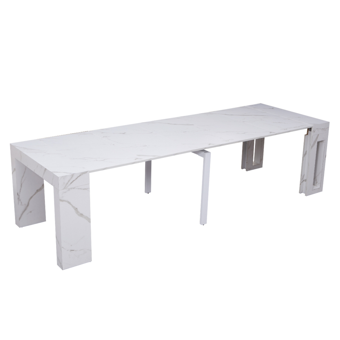 קונסולה נפתחת לפינת אוכל 3 מטר דגם הרמס Hermes לבן שיש | מבית WOODY