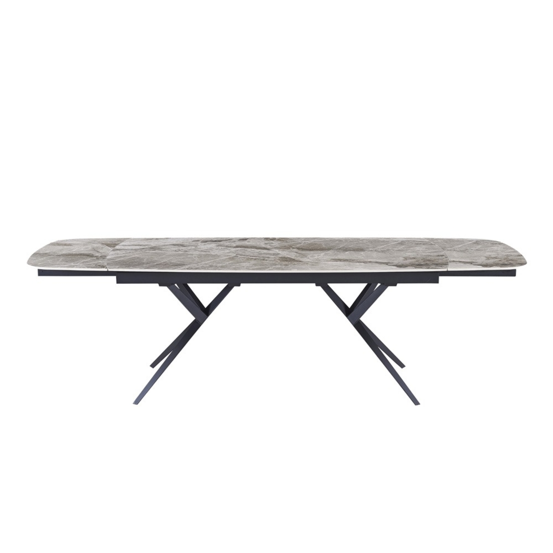 שולחן אוכל אבן קרמית באורך 1.8 מ' נפתח ל- 2.6 מ' עם רגלי ברזל דגם טרנד