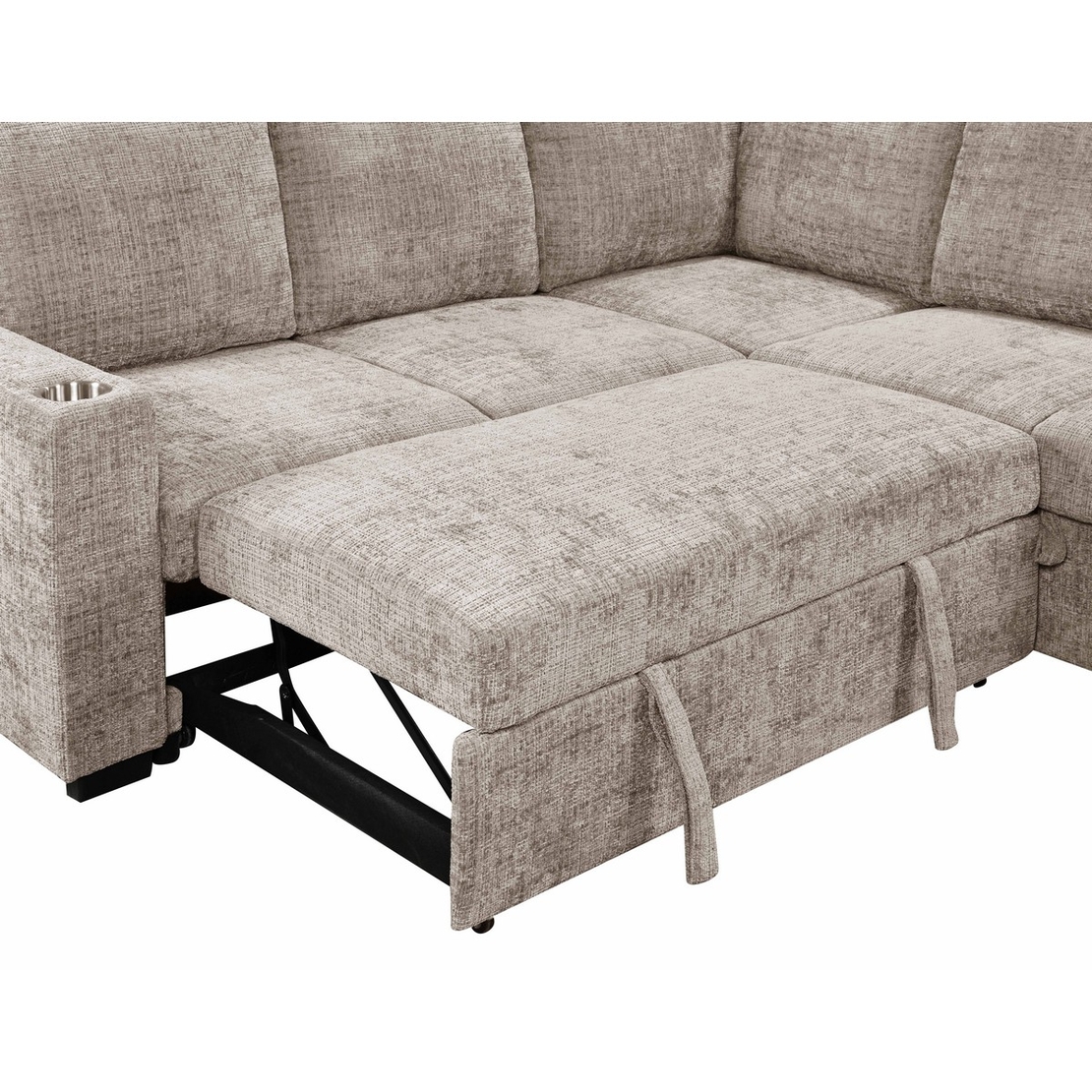 סלון פינתי מודולרי נפתח למיטה זוגית עם ארגז מצעים דגם לאטי LATTI בז'