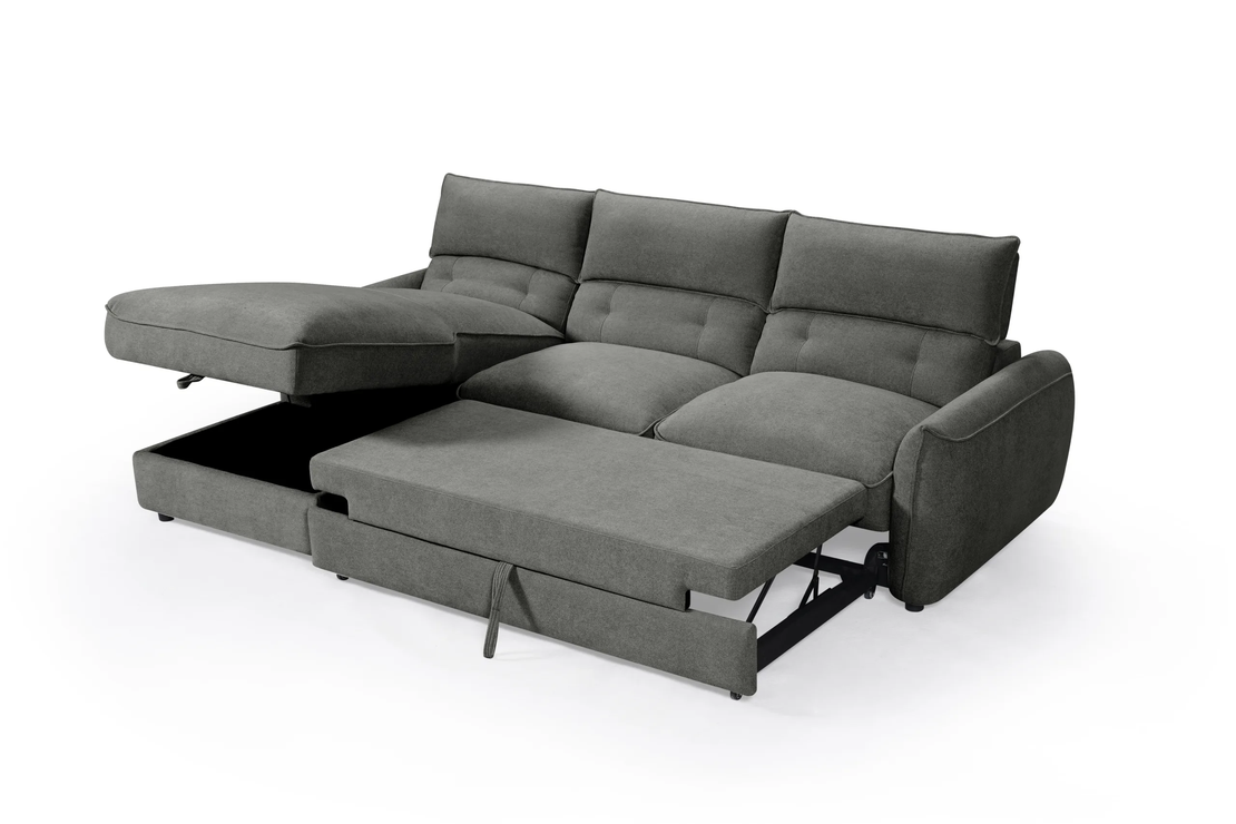 מערכת ישיבה פינתית נפתחת למיטה דגם ולנטיין אפור