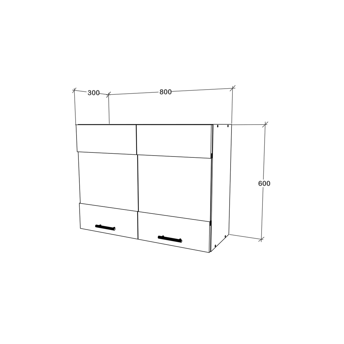 ארון שירות עליון למטבח ברוחב 80 דלתות משולבות זכוכית חלבית דגם נטע NETA